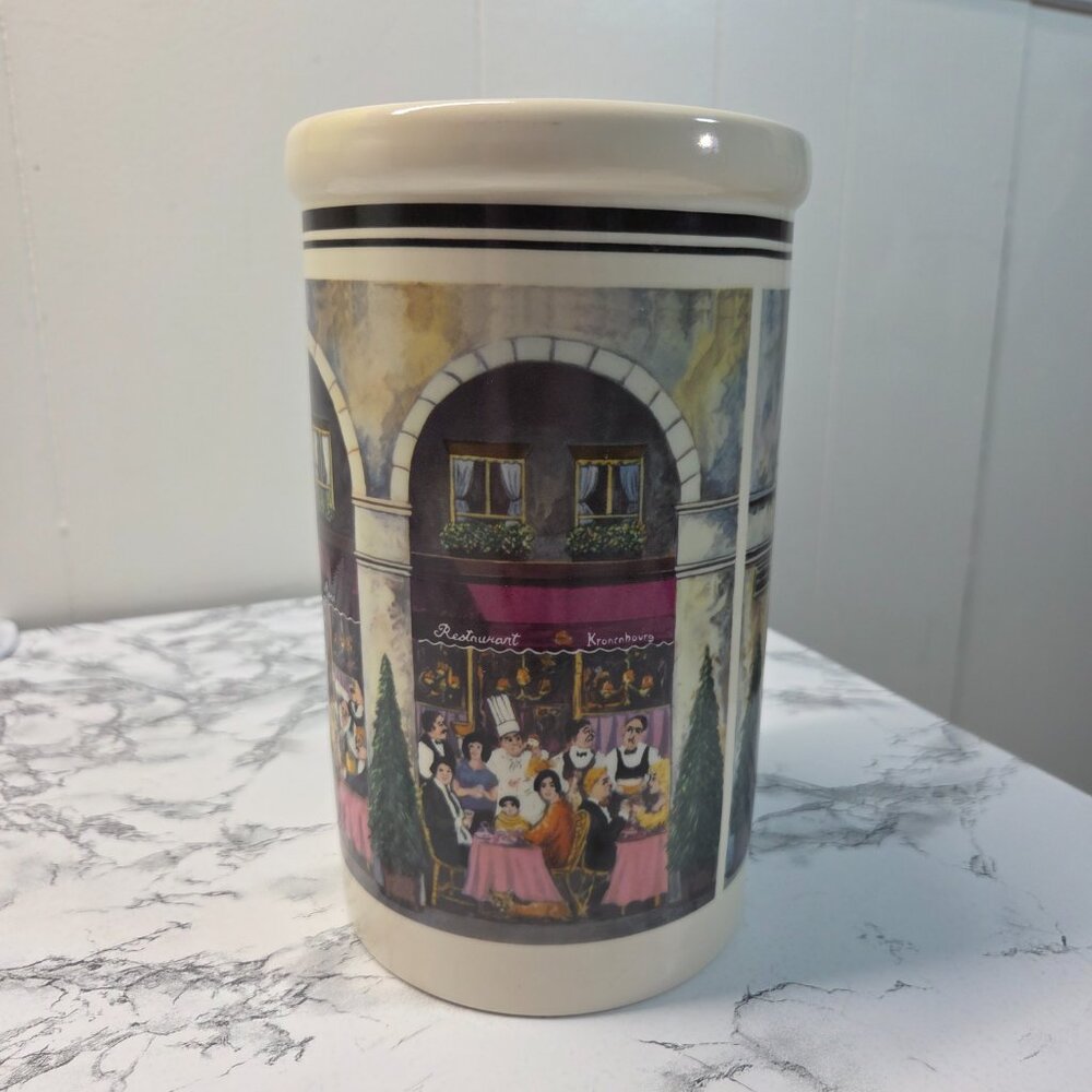 California Pantry Paris Cafe Classic Ceramic Utensil Holder Wine Chiller Cooler - Picture 3 of 9
